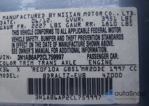 2012 Nissan Sentra 2.0 S from USA, damaged, VIN 3N1AB6AP2CL759997